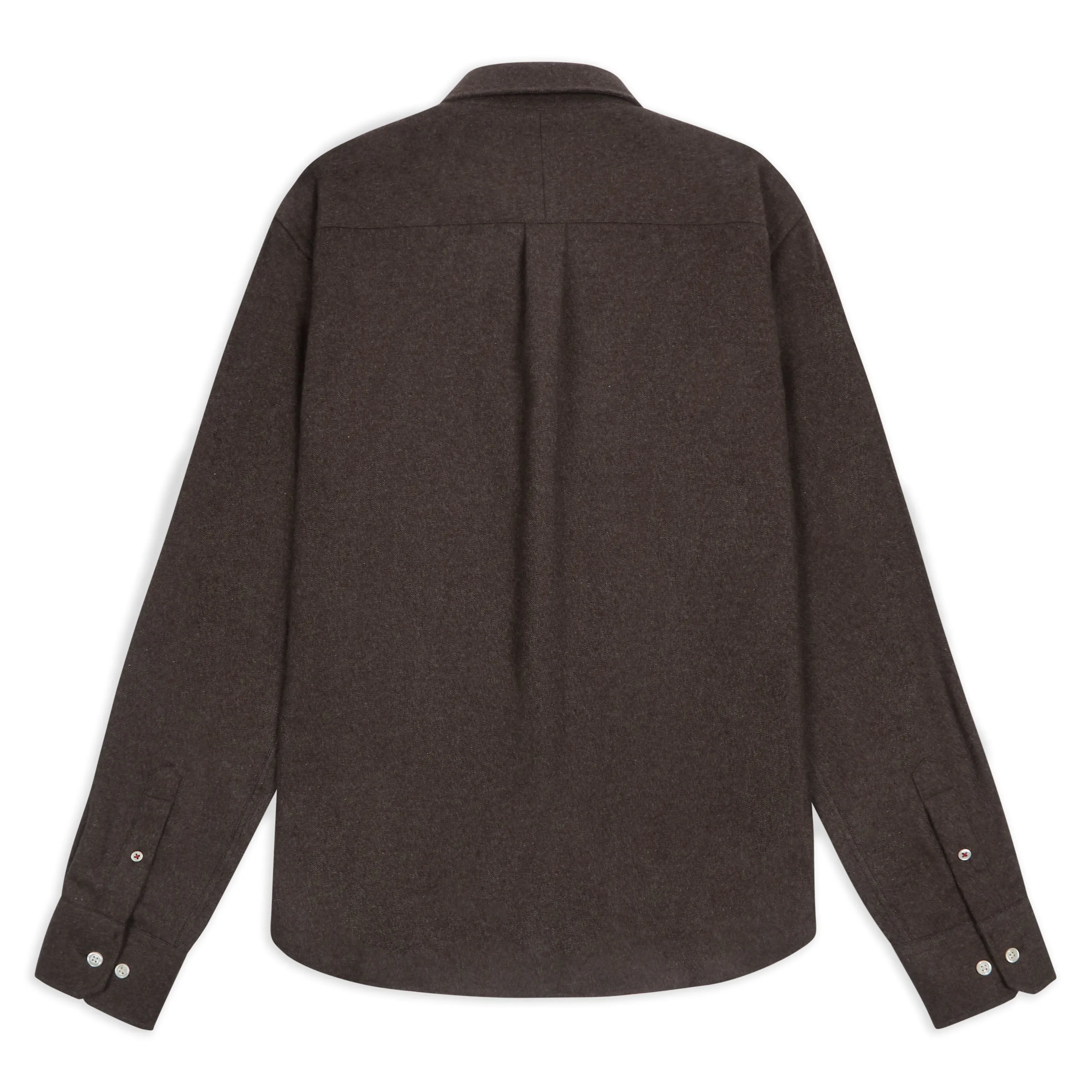 Classic Cotton & Cashmere Shirt - Brown Herringbone