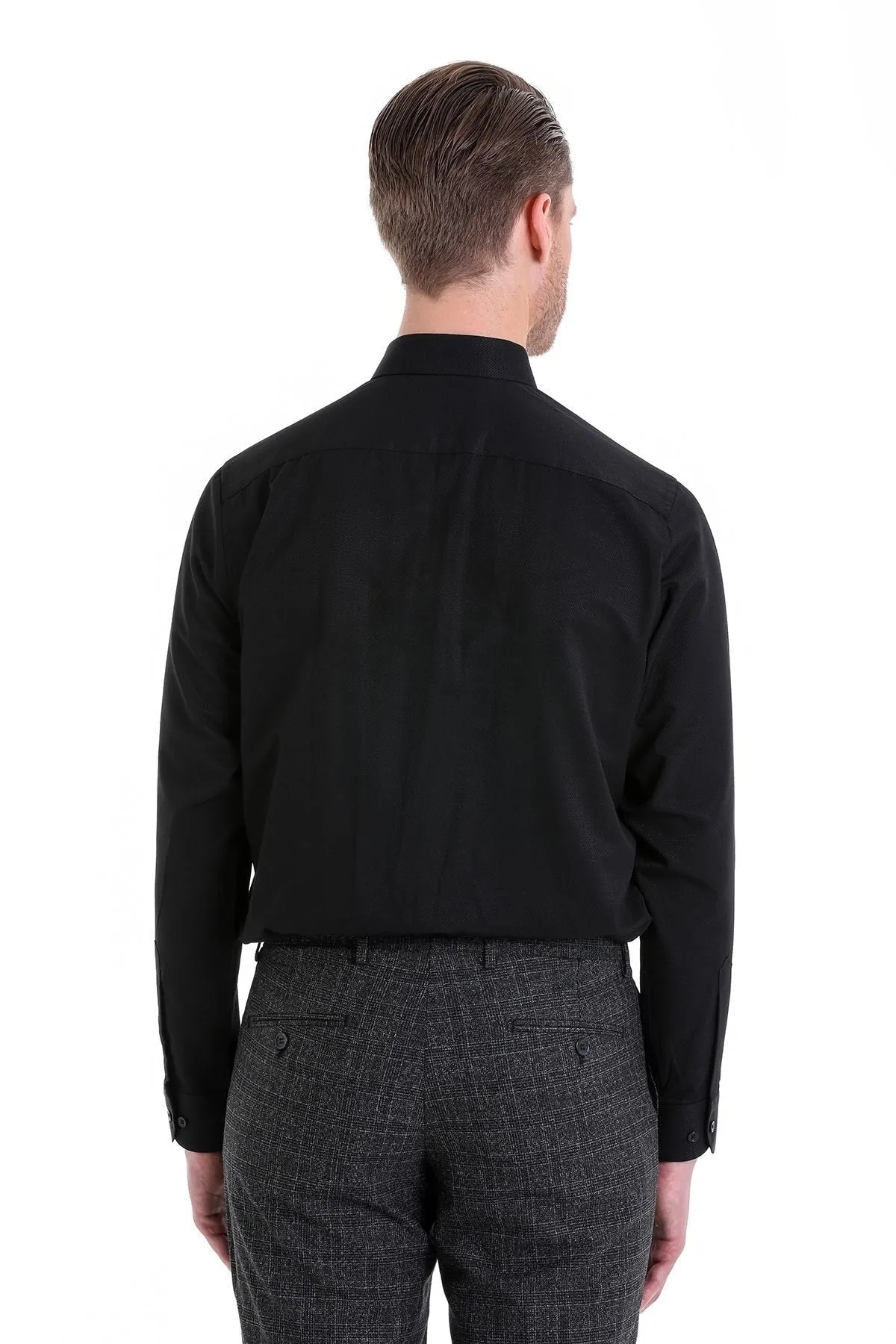 Classic Cotton Blend Black Dress Shirt