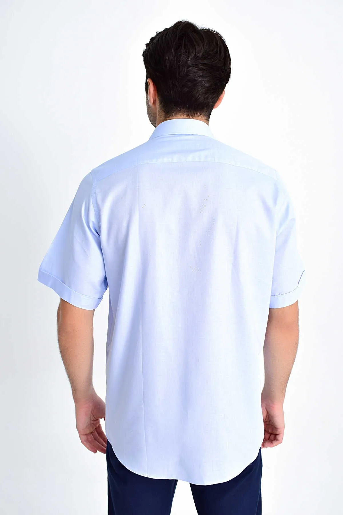 Classic Fit Short Sleeve Cotton Light Blue Dress Shirt