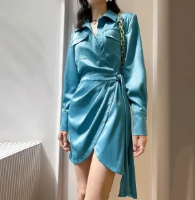 Cocktail Belt Shirt Mini Dress