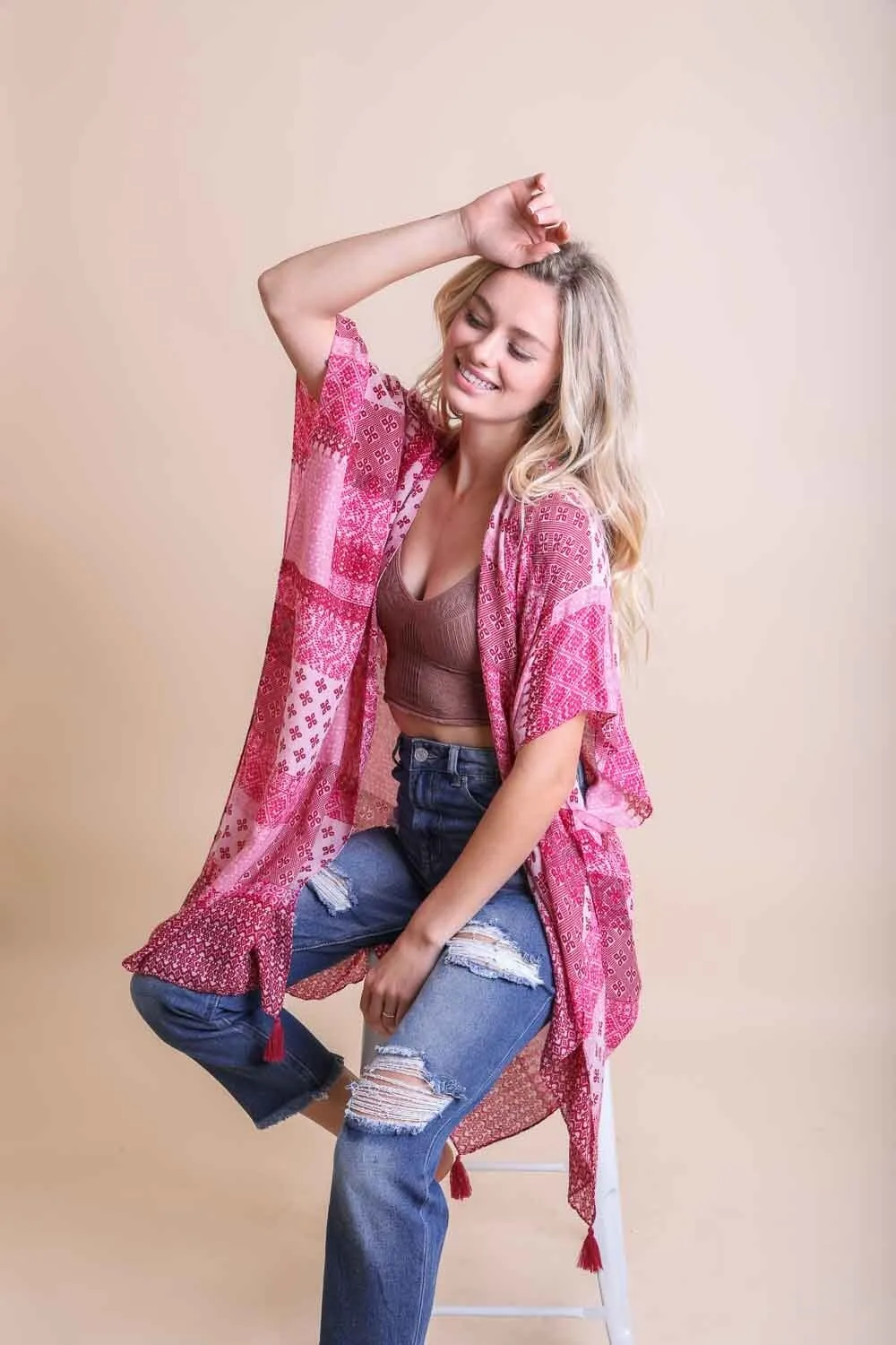 Color Graded Patchwork Kimono