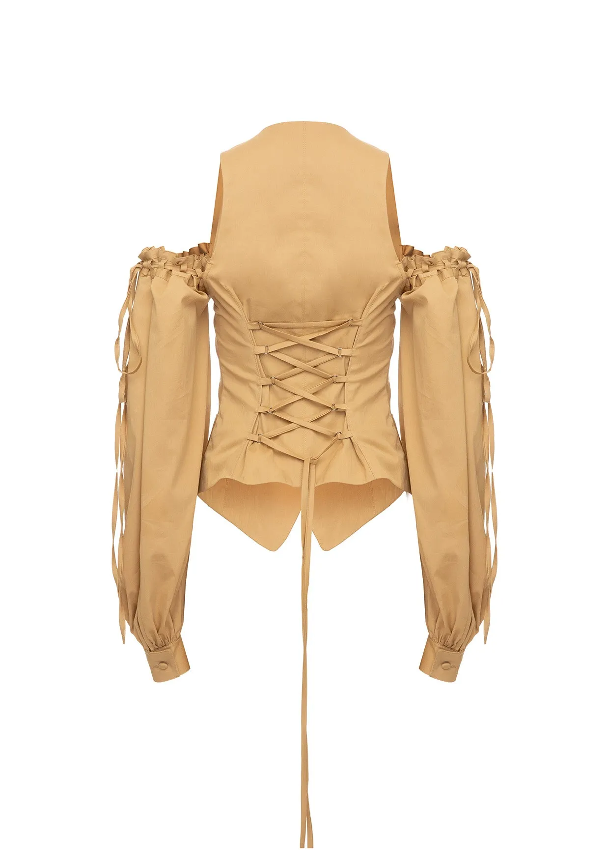 Cut-Out Shoulders Cotton Jacket