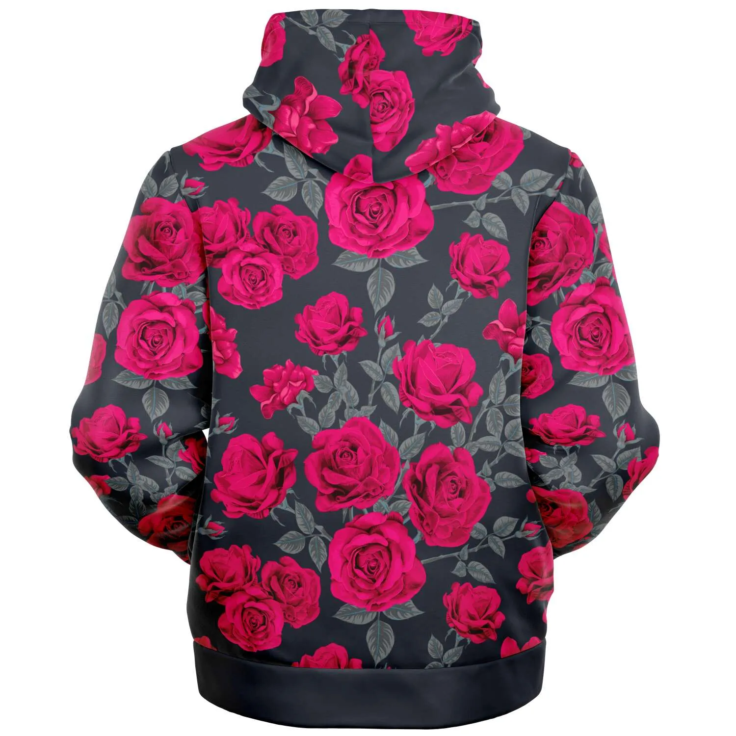 Dark Vintage Roses Unisex Fleece Zip Hoodie