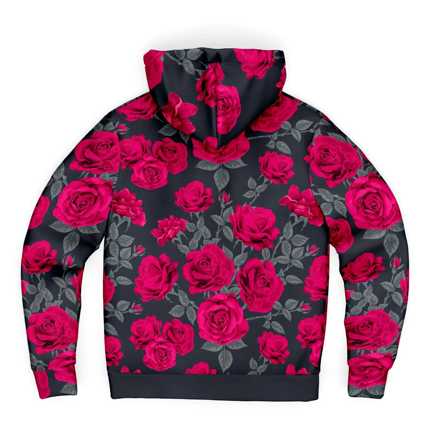 Dark Vintage Roses Unisex Fleece Zip Hoodie