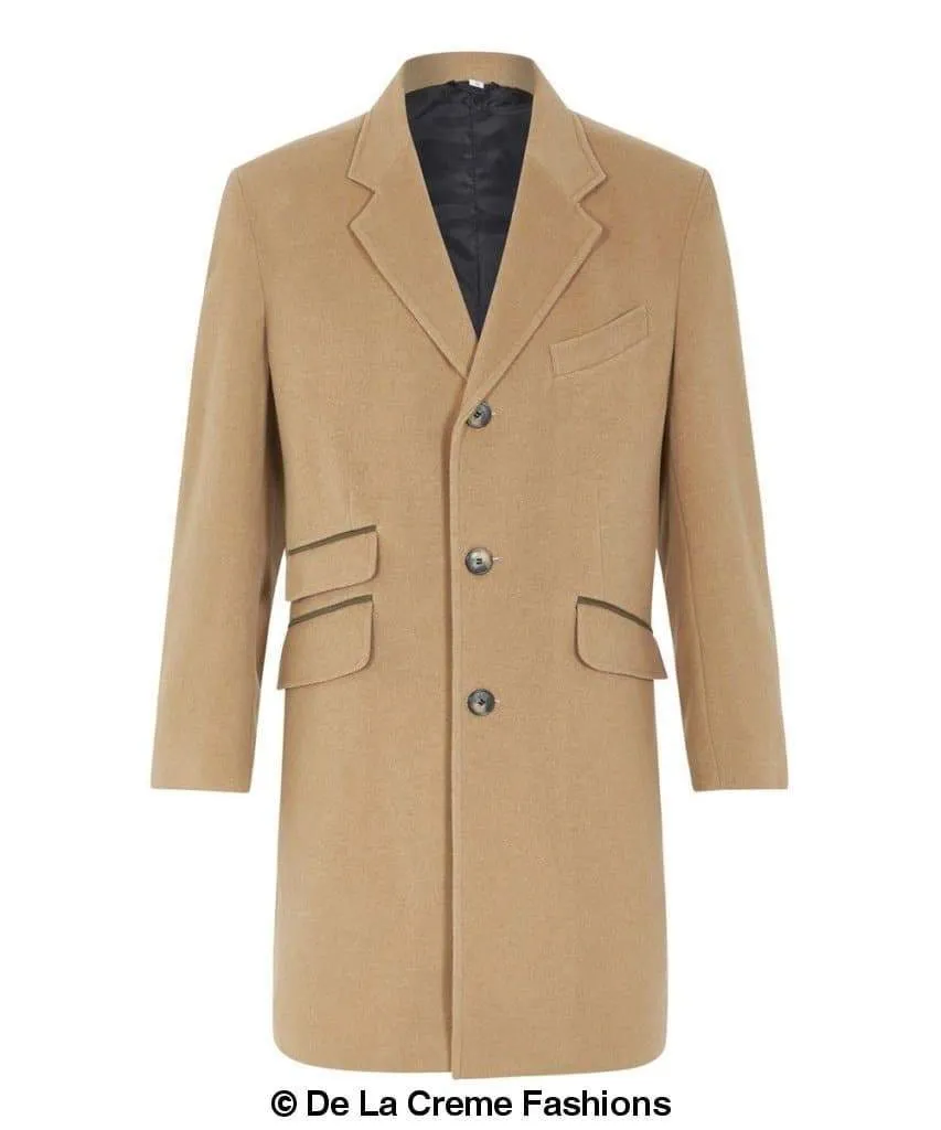 De La Creme MAN - Wool Blend Single Breasted Retro Mod Coat