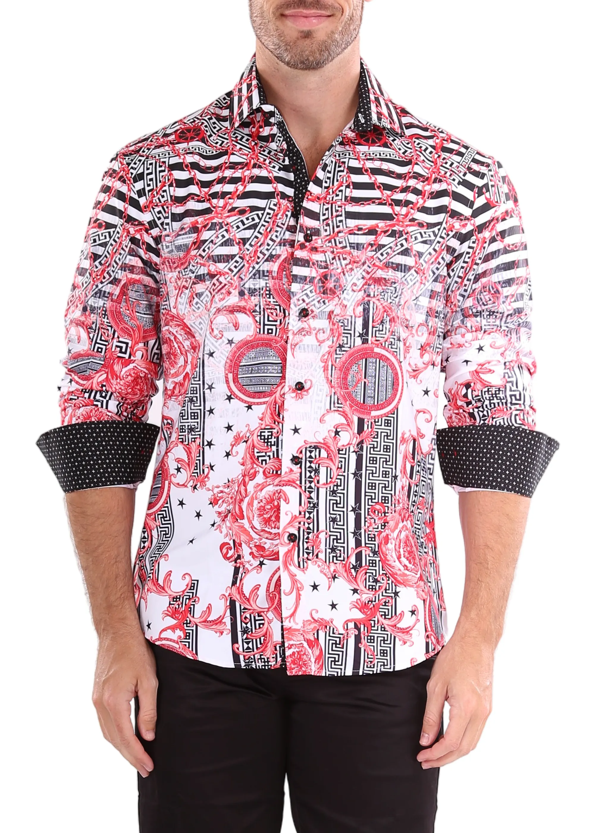 Egyptian Nights Red Long Sleeve Dress Shirt