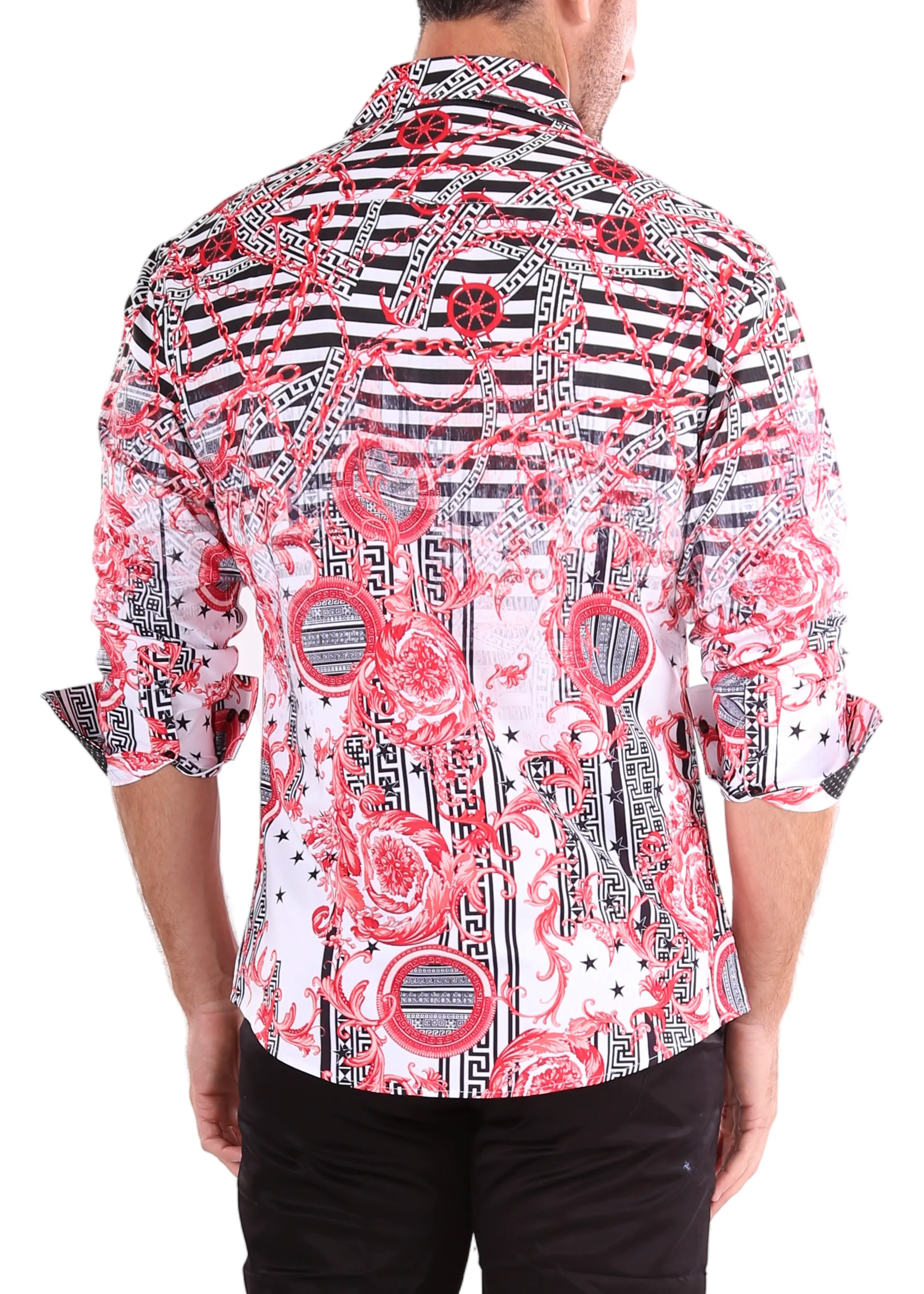 Egyptian Nights Red Long Sleeve Dress Shirt