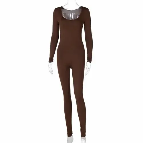 Elegant Long Sleeve Figure-Flattering Jumpsuit with Lifting Design