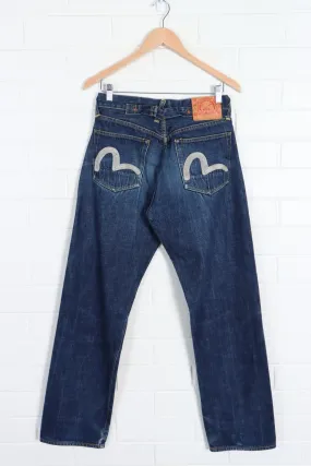 EVISU Custom Made Button Up Fly Jeans with Adjustable Waist (30)