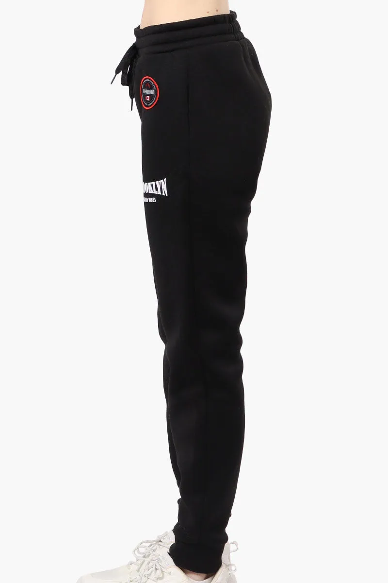 Fahrenheit Tie Waist Brooklyn Print Joggers - Black