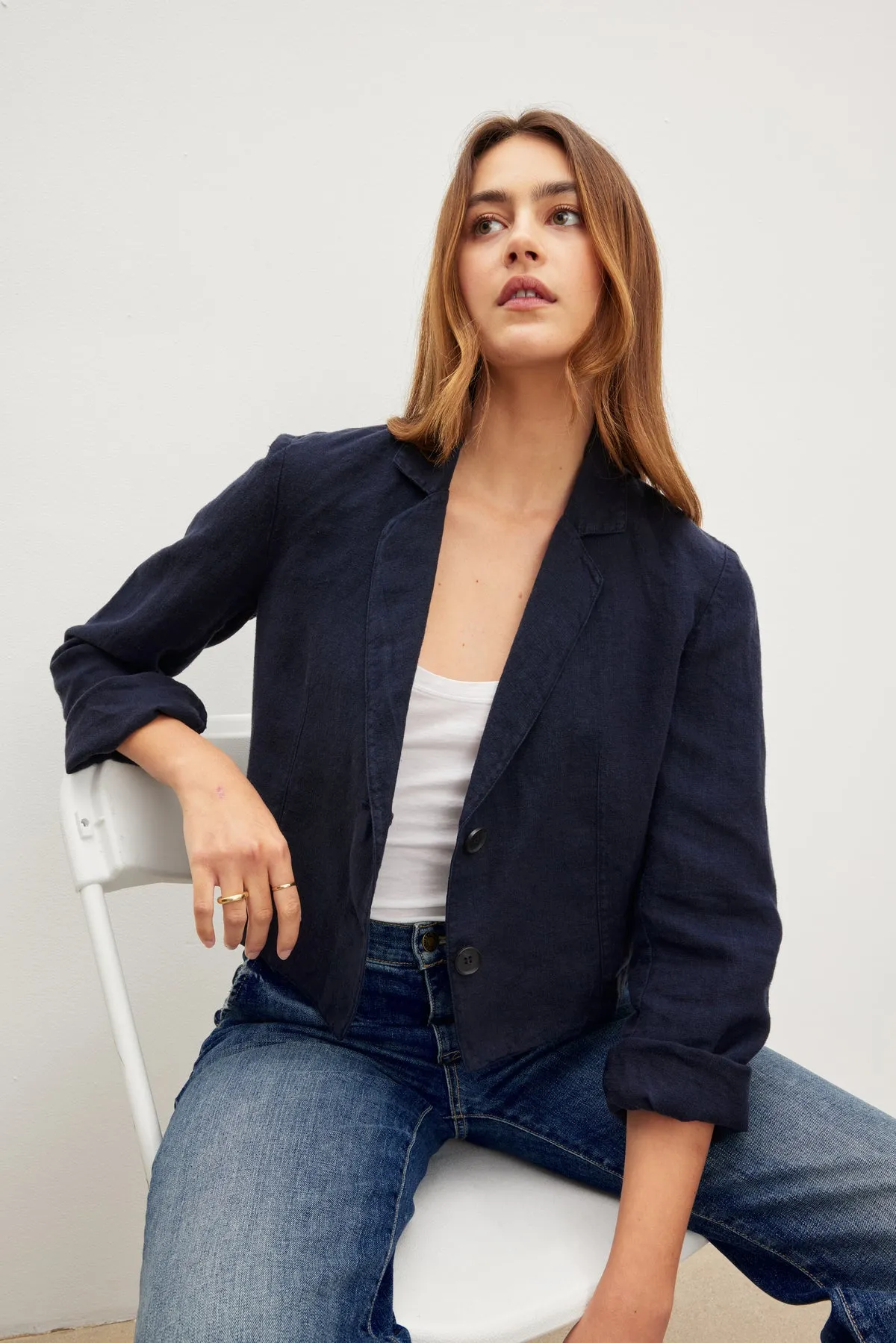 FINLEY HEAVY LINEN CROPPED BLAZER