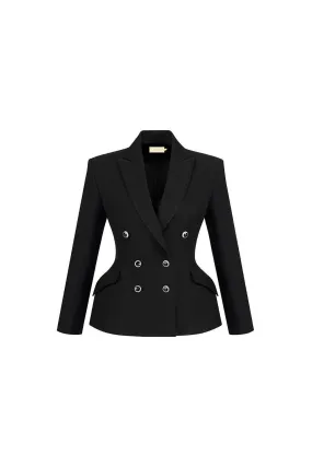 Fiorella Peplum Double Breasted Polycotton Blazer