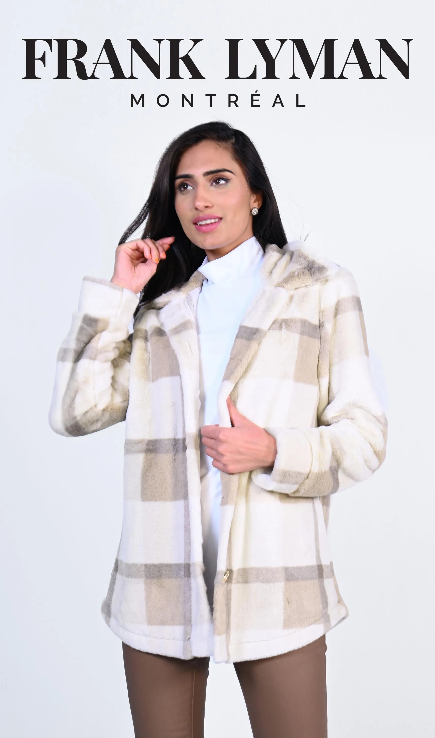 Frank Lyman Faux Fur Jacket Style 223708U Color Beige