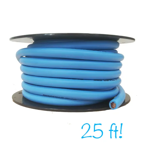 Full Tilt 1/0 Light Blue 25' Tinned OFC Oxygen Free Copper Power/Ground Cable/Wire