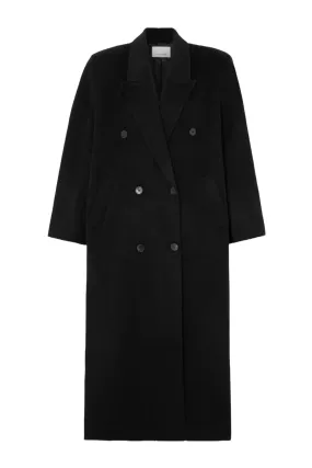 Gaia Black Oversized Double-breasted Wool-blend Felt Coat