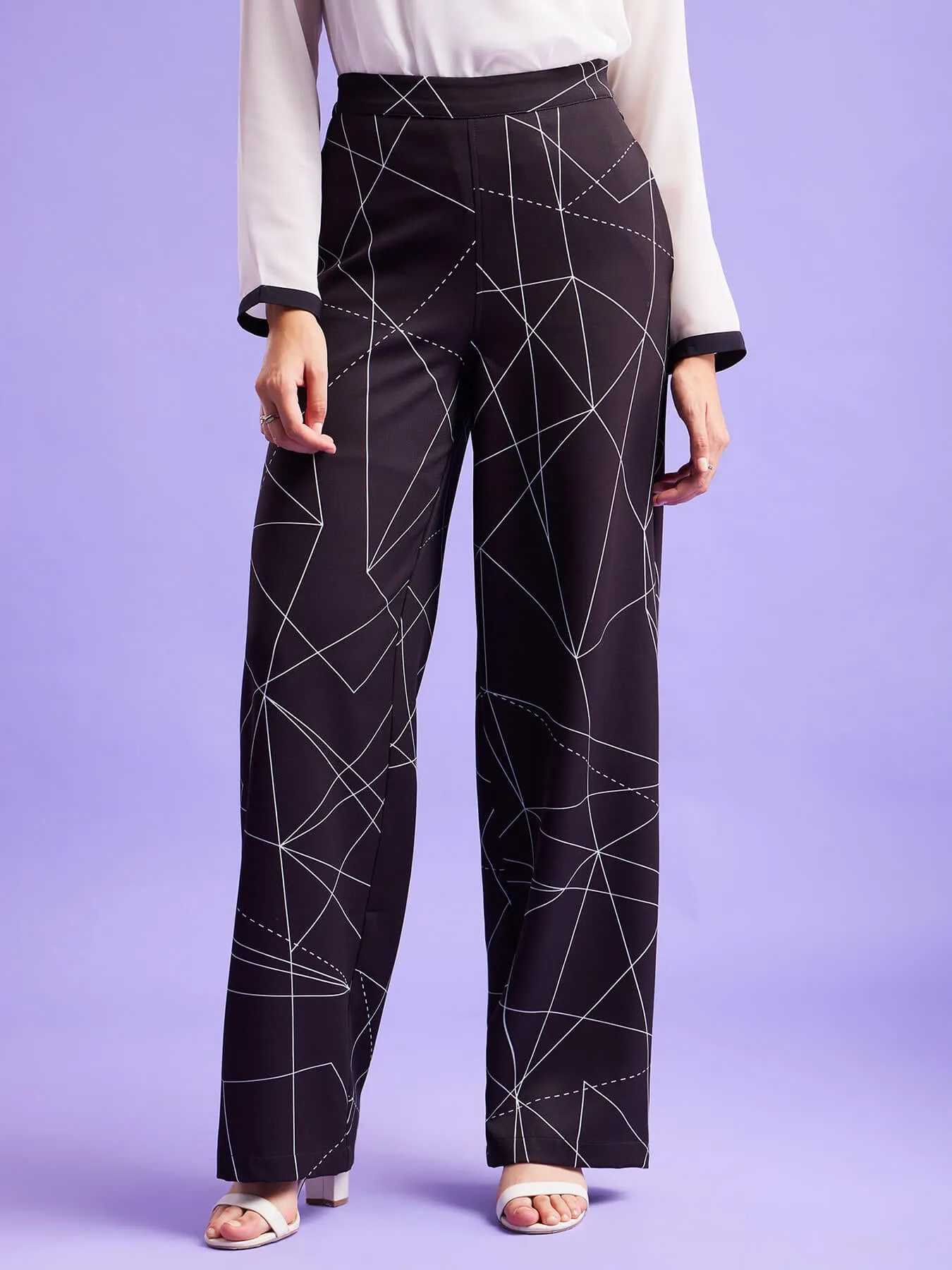 Geometric Print Blazer And Trouser Co-ord - Black