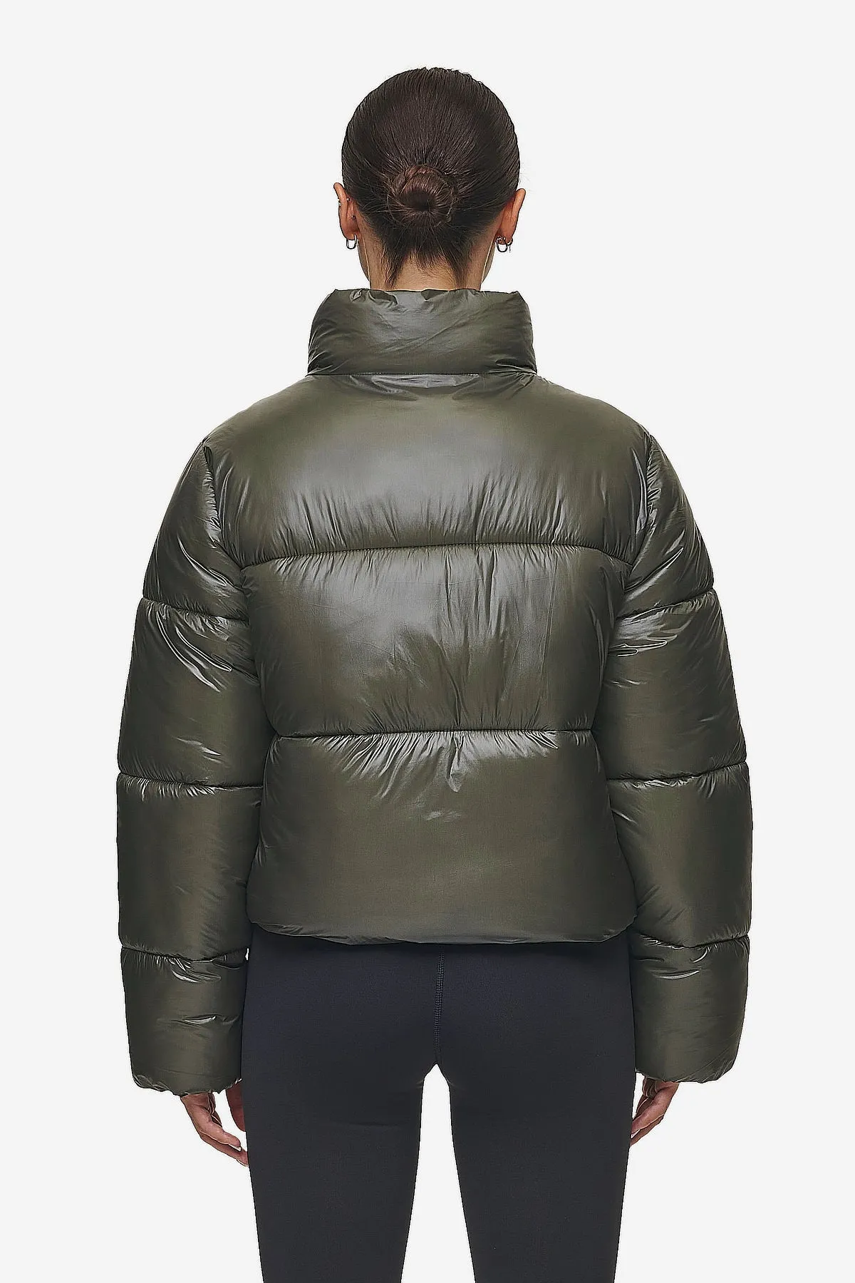 Georgia Light Glossy Puffer Jacket Mud Olive