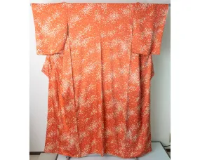 Ginkgo Orange Kimono - Vintage Silk Japanese - Autumn Fall Falling Leaves Cultural