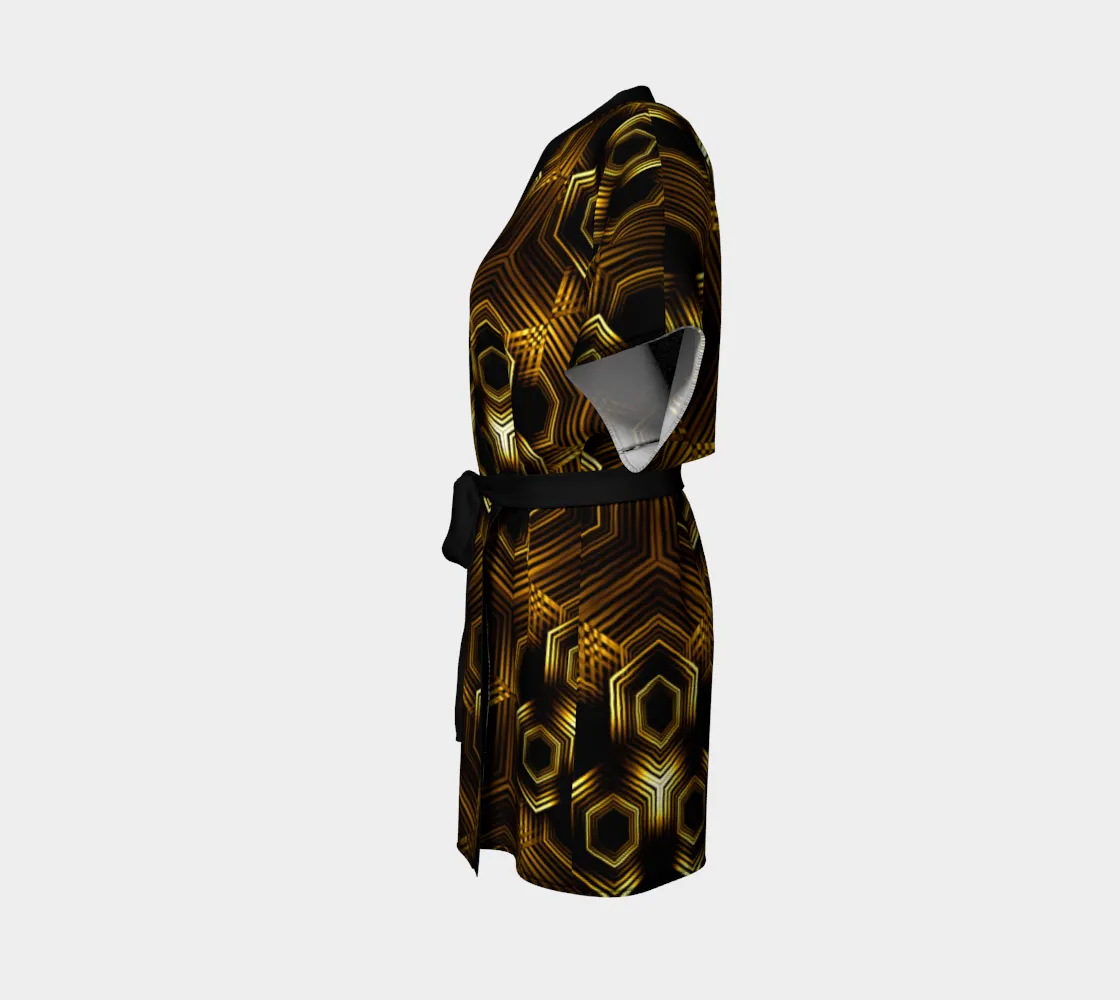 Golden Hexagon Pattern | Kimono Robe | Yantrart Design