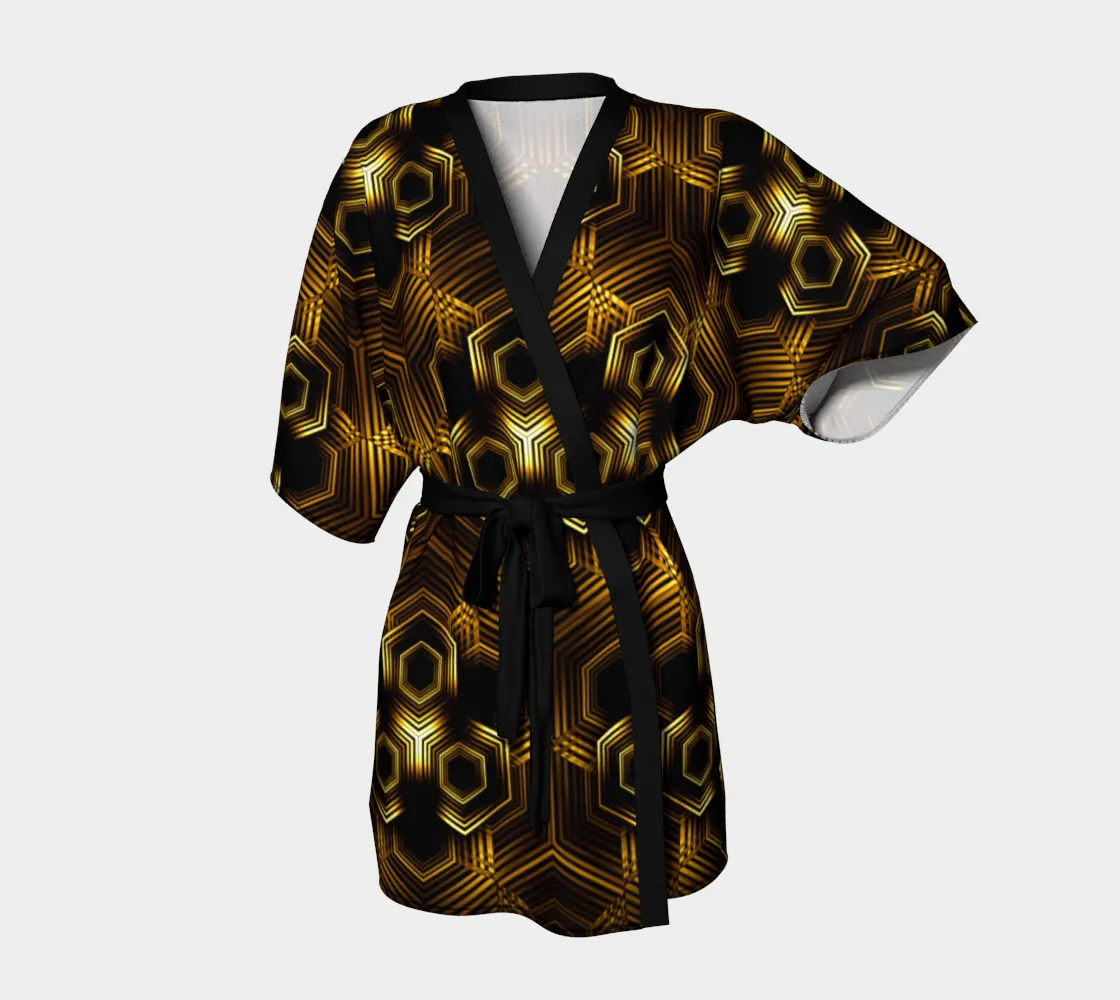 Golden Hexagon Pattern | Kimono Robe | Yantrart Design