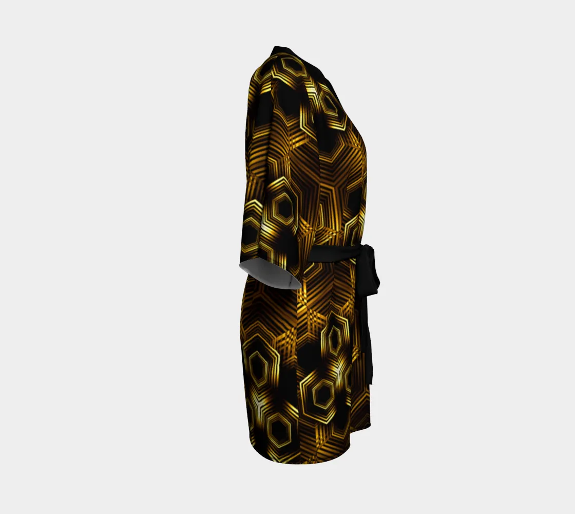 Golden Hexagon Pattern | Kimono Robe | Yantrart Design