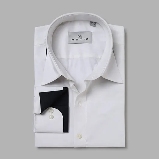 Hamilton White Dress Cotton Shirt With Black Detailing