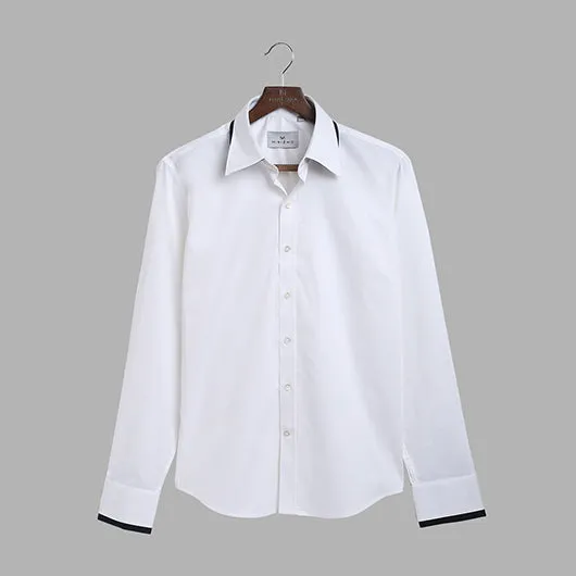 Hamilton White Dress Cotton Shirt With Black Detailing