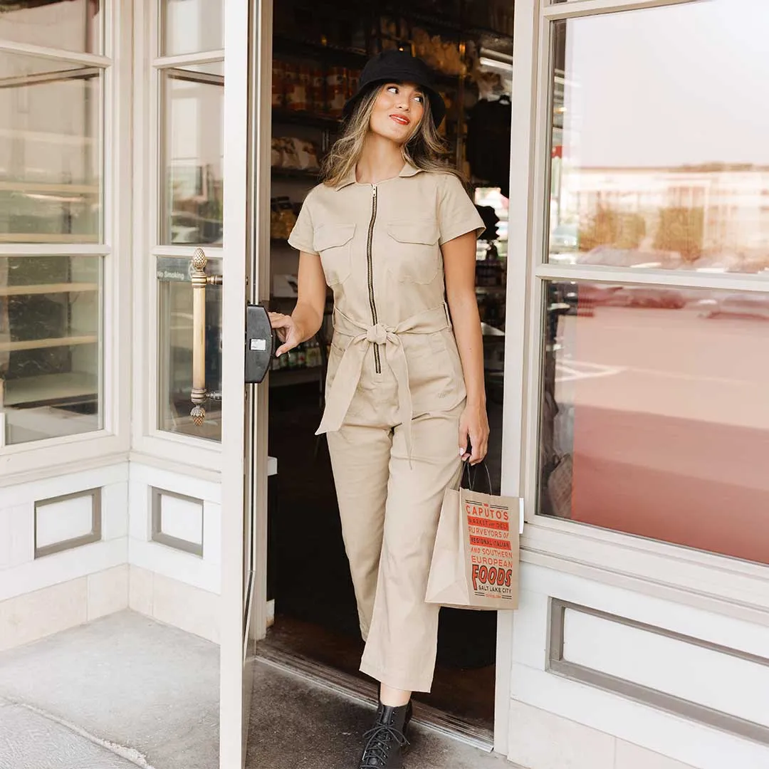 Hamptons Jumpsuit, Toffee Canvas