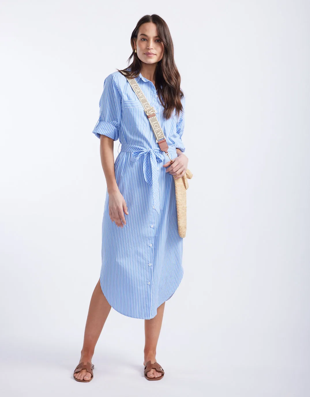 Hayley Shirt Dress - Blue/White Stripe