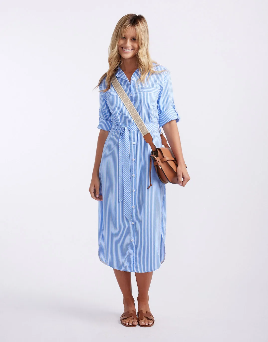 Hayley Shirt Dress - Blue/White Stripe