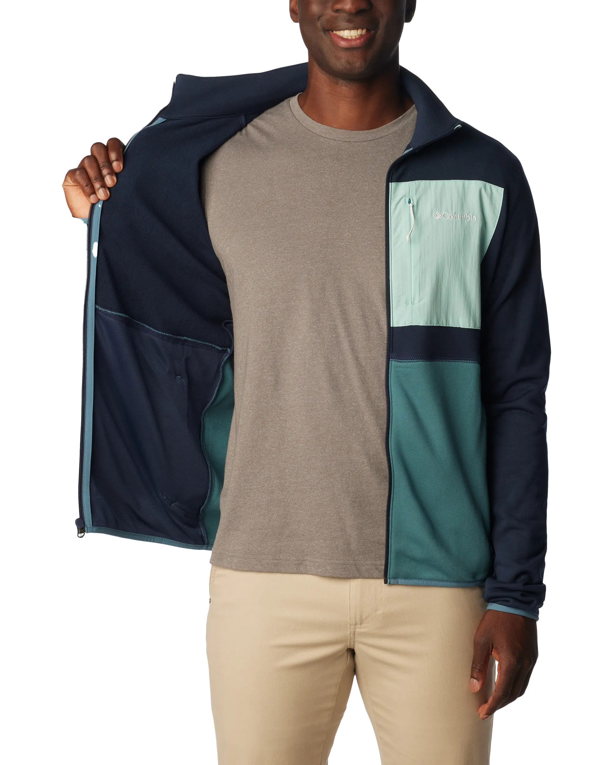 Hike Full Zip Fleece Jacket in Collegiate Navy, Cloudburst & Spray