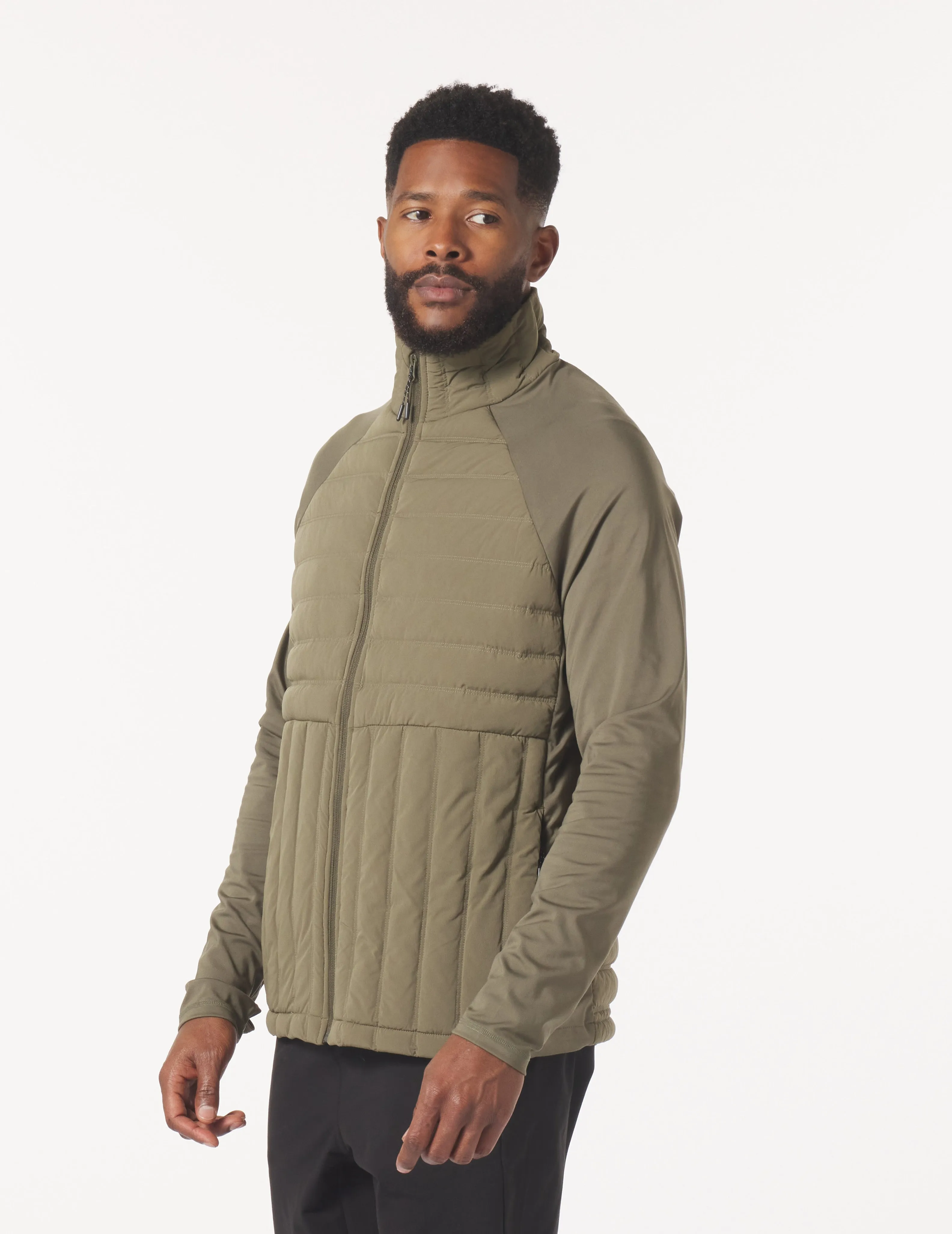 Hybrid Puffer Jacket: Moss