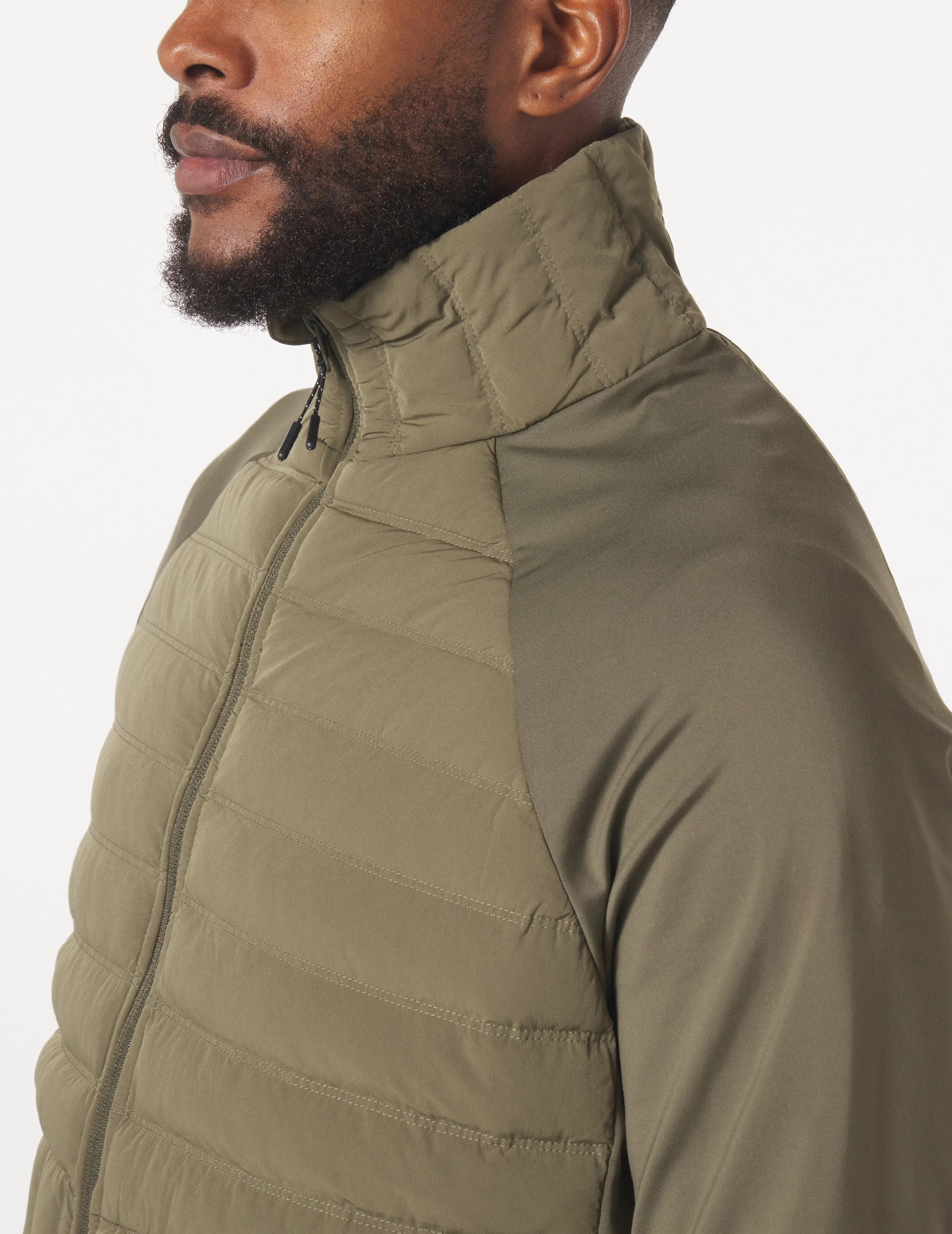 Hybrid Puffer Jacket: Moss