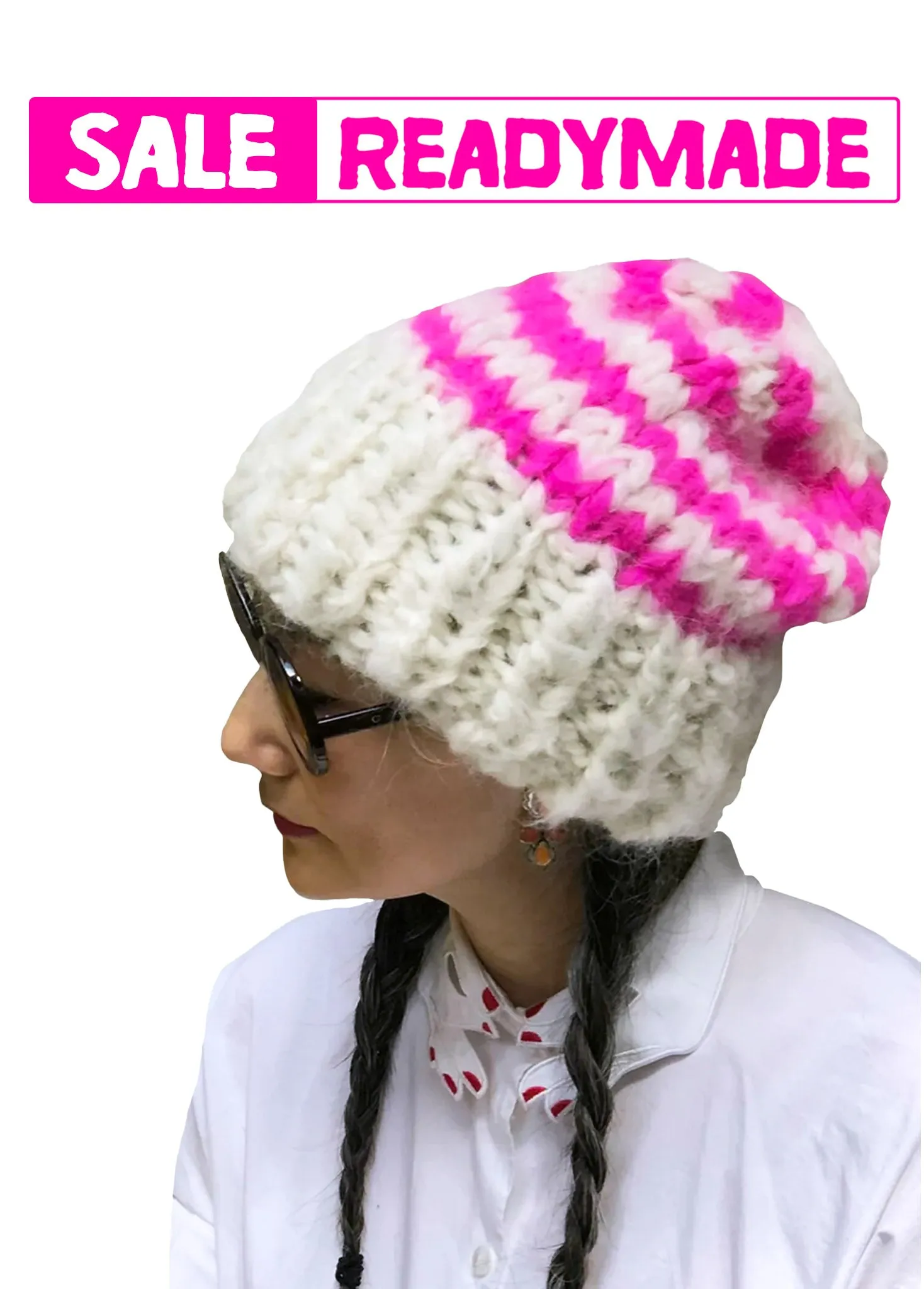 IN STOCK AND READY TO SHIP - Striped Slouchy Beanie - Alpaca - SALE