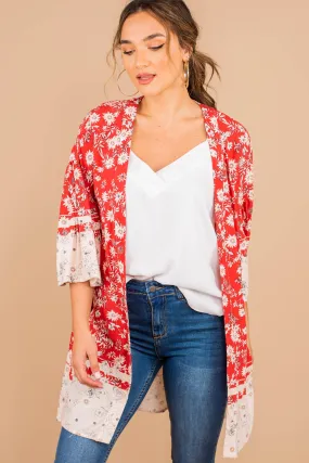 It's Your Day Rust Orange Floral Kimono