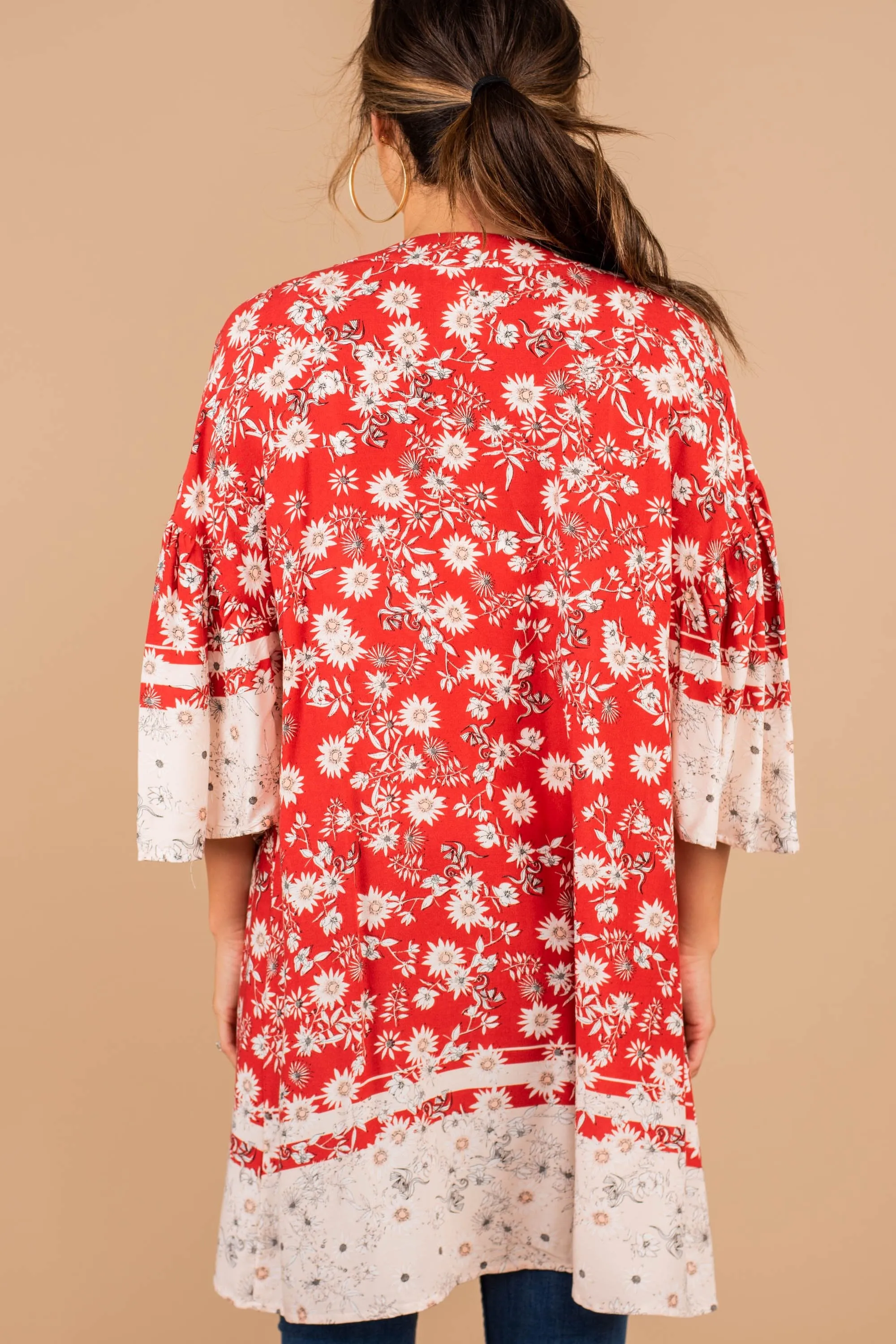 It's Your Day Rust Orange Floral Kimono