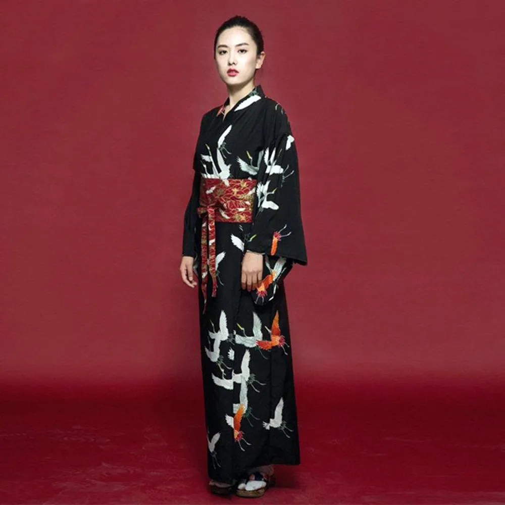 Japanese Modern Kimono Dress Black