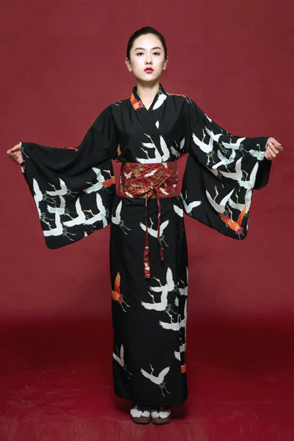 Japanese Modern Kimono Dress Black