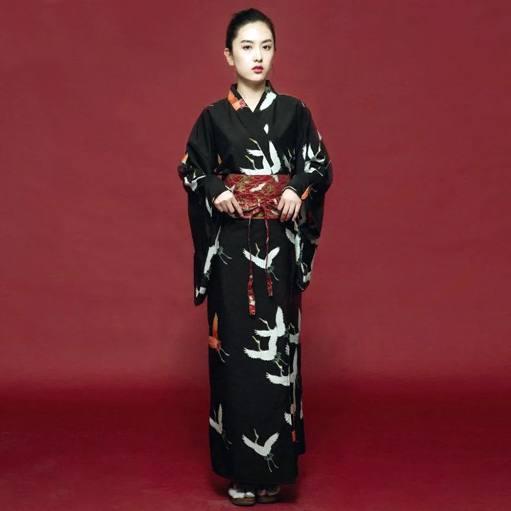 Japanese Modern Kimono Dress Black