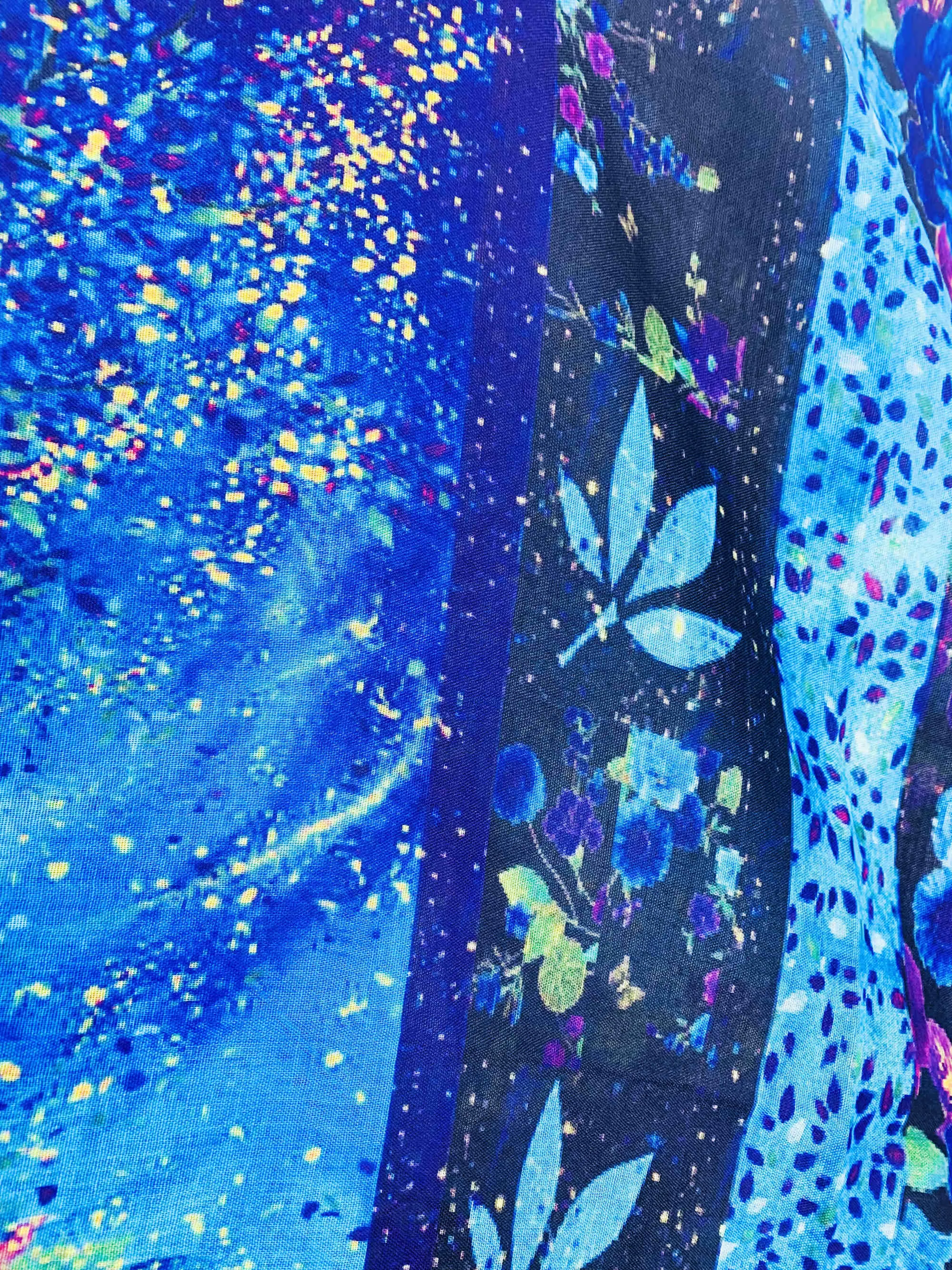 JC062768 Royal Blue Floral & Starry Sky Kimono