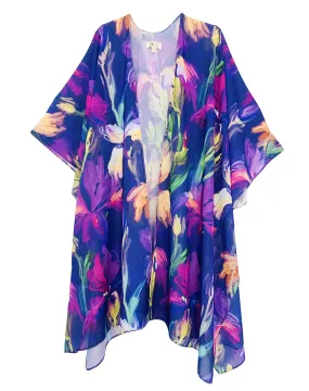 JC071030 Purple-Multi Abstract Floral Kimono