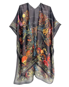 JC083383 Silky Black-Multi Happy Garden Kimono