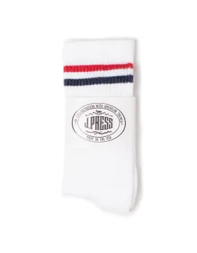 J.PRESS X AMERICAN TRENCH SOCKS - WHITE TENNIS STRIPE