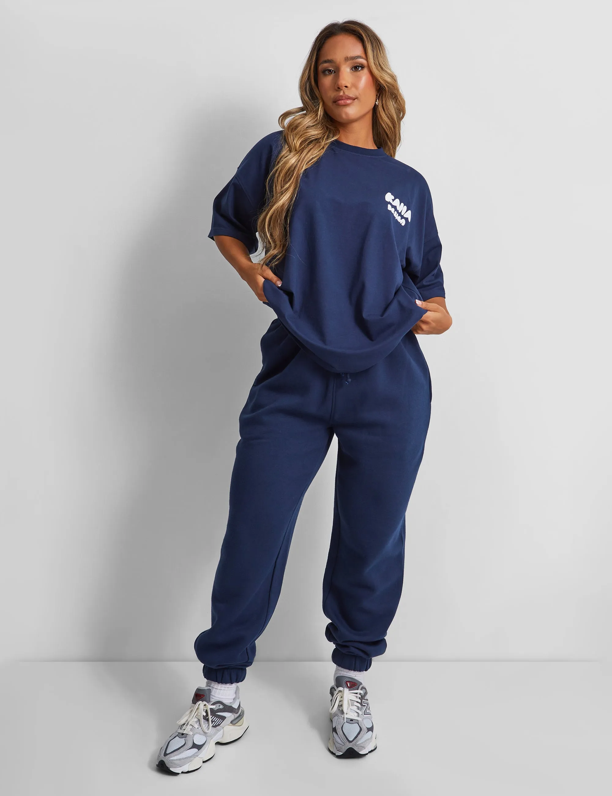 Kaiia Design Bubble Logo Cuffed Joggers Navy