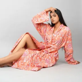 Kimono Bath Robes/ Night Suit Peach Floral