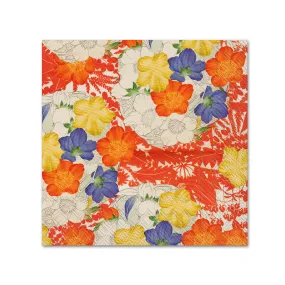 Kimono Flowers Cream Paper Beverage Napkins