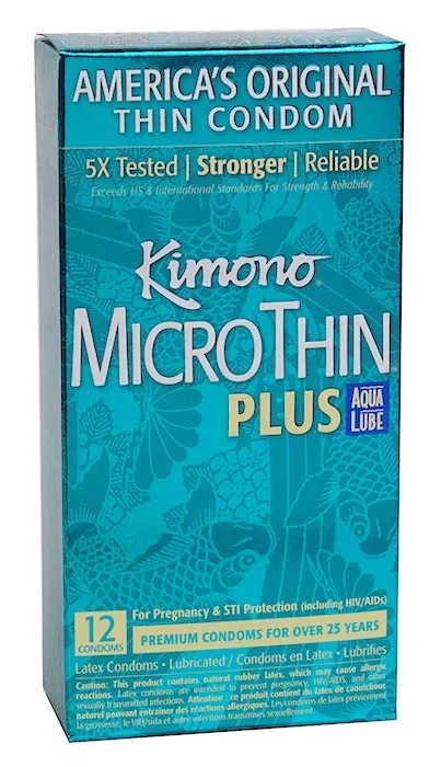 Kimono MicroThin w/Aqua Lube Condom -12pk