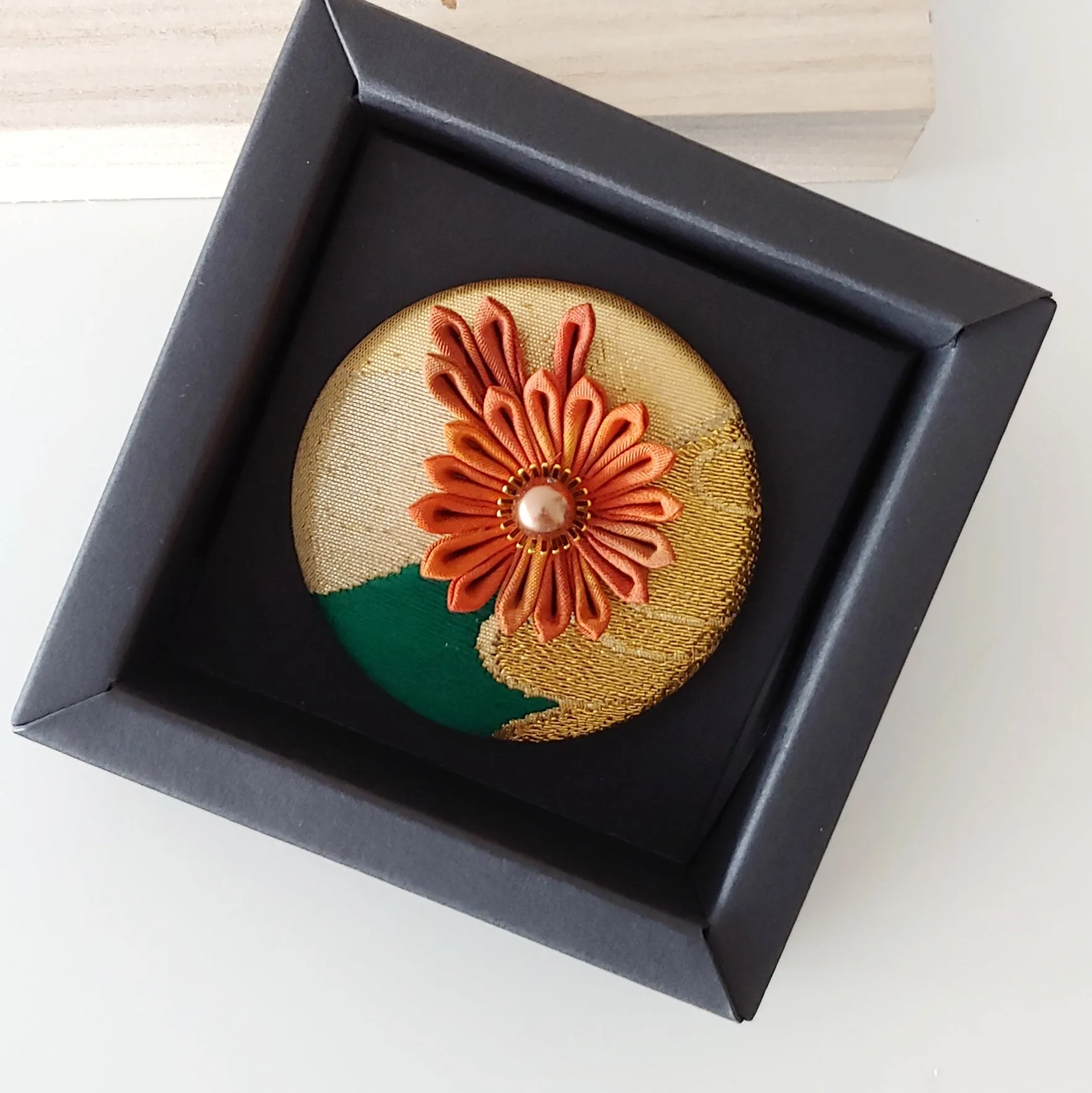 Kimono Silk Flower Hair Tie | Chrysanthemum gold