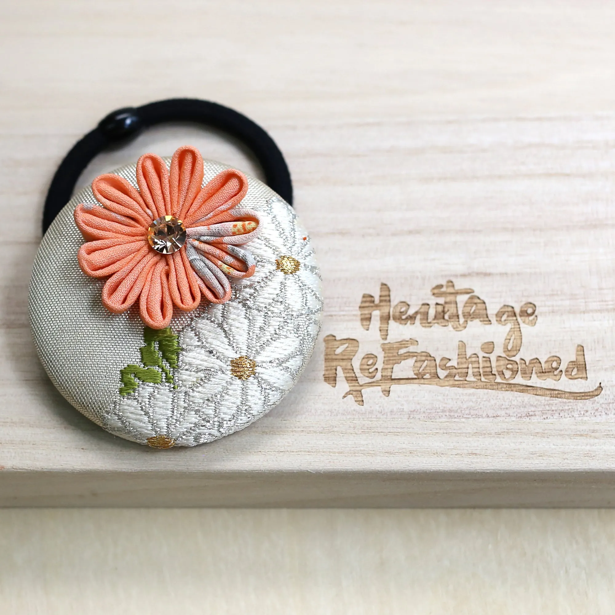 Kimono Silk Flower Hair Tie | Chrysanthemum