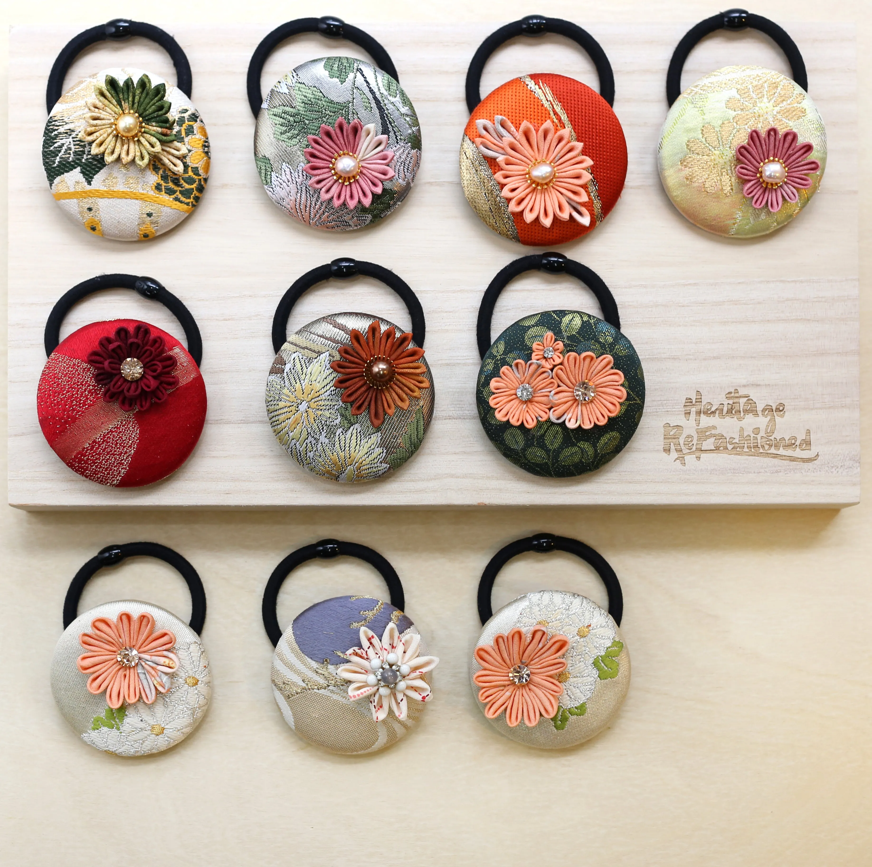 Kimono Silk Flower Hair Tie | Chrysanthemum